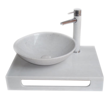 Eviva Grail 23 in. Marble Vessel Sink Bathroom Vanity Eviva White